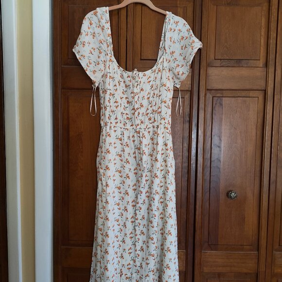 Easy Waist Midi Dress in Peach Print - Picture 6 of 6